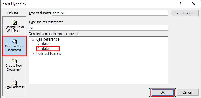 हाइपर लिंक से एक वर्कशीट को दूसरे वर्कशीट से लिंक करना