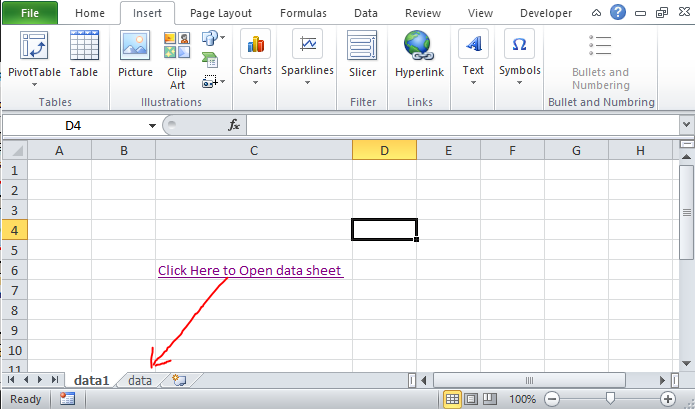 हाइपर लिंक से एक वर्कशीट को दूसरे वर्कशीट से लिंक करना