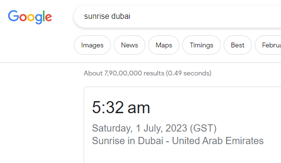 use sunrise  google search  operator 