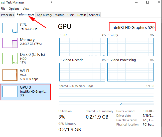 how to check laptop graphics card From Task manager