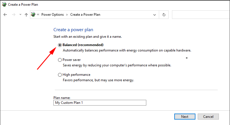 windows 10 Power Option