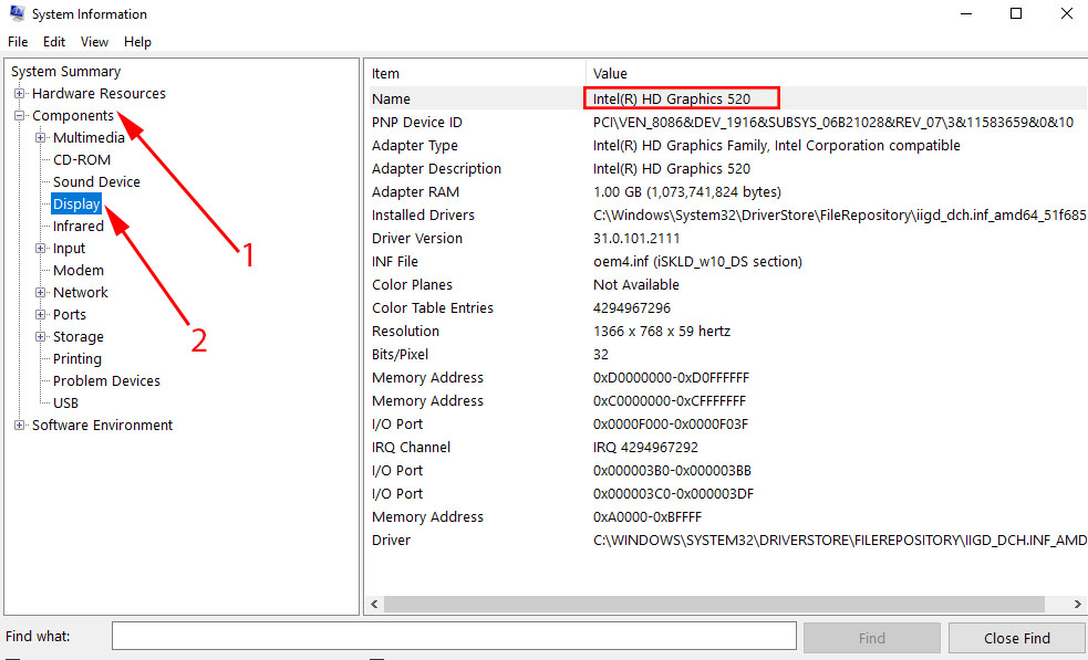 Open System manager to Check system Graphic card