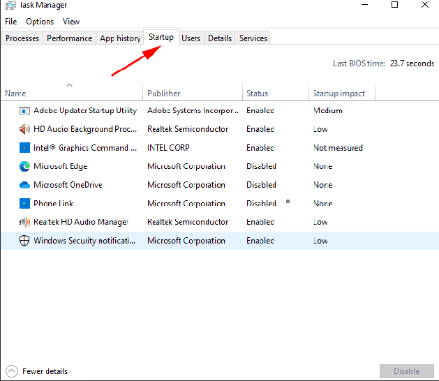 windows startup Program 