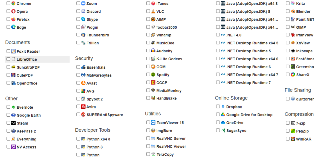 Ninite.com computer software sites