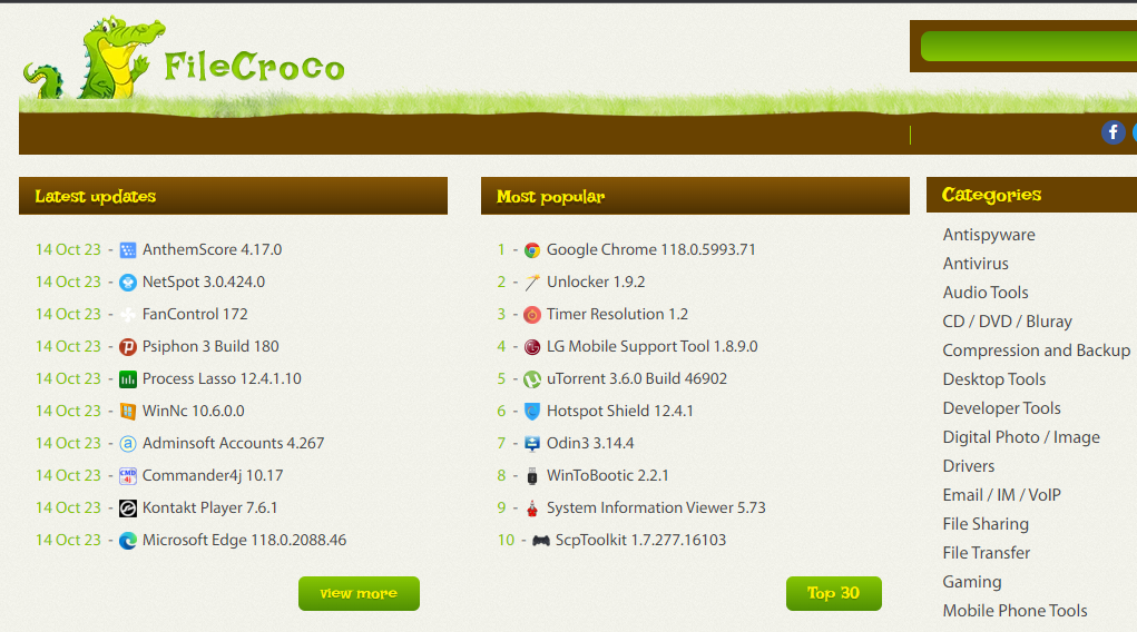 Filecroco.com computer software sites