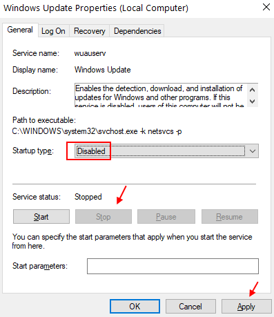 disable windows 10 update 