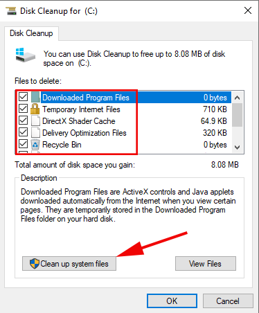 Disk Cleanup process in windows 10