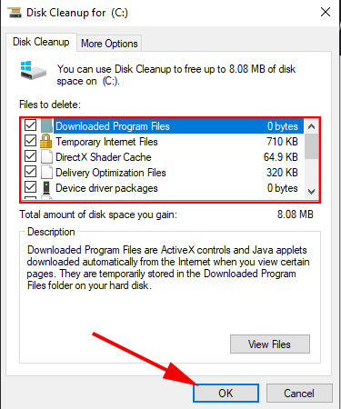 select Disk Cleanup Files