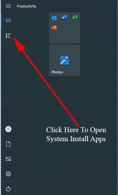 open app list in windows 10