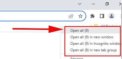 open bookmark folder in Web Browser 