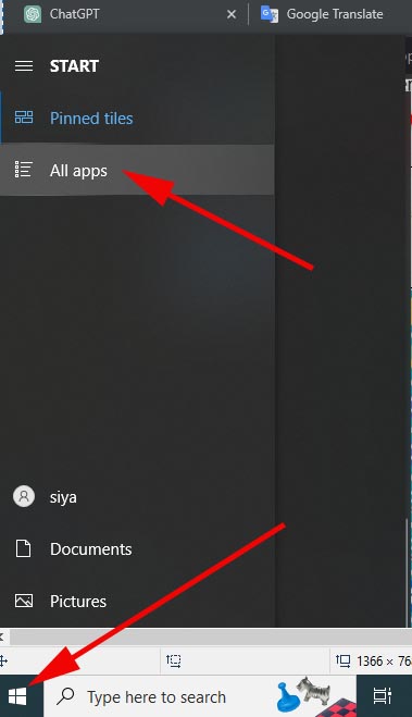 open power shell from Windows All Apps