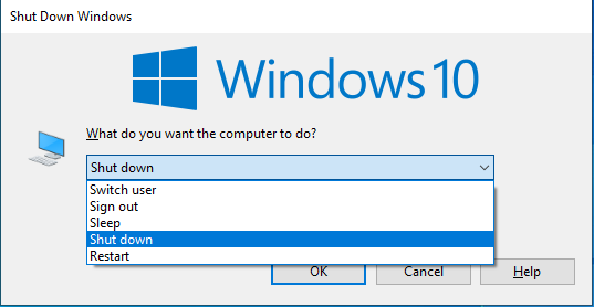 Shutdown Windows Computer from Alt+f4 shortcut 