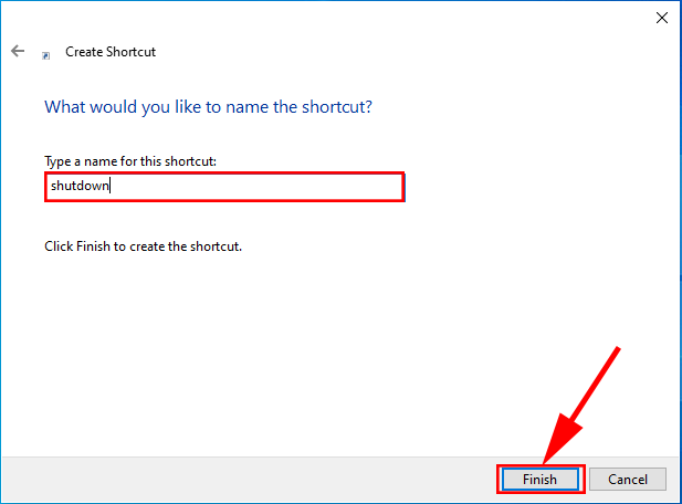 create windows 10 shutdown shortcut 