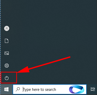 windows 10 shutdown button