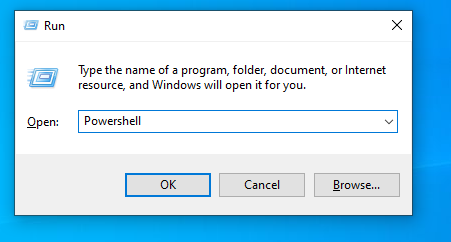 open power shell from Start Dialog box