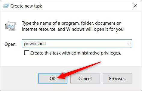 open power shell from Windows Task Mangaer New Task Menu 
