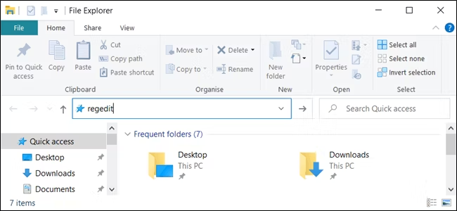 Open Windows Registry Editor From File Explorer 