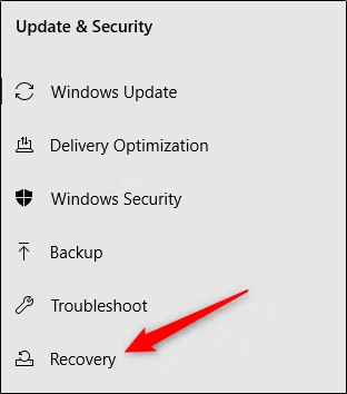 Windows 10 Recovery Settings 