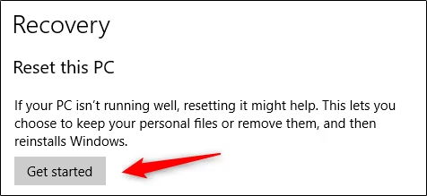 Reset Windows 10 Operating system 