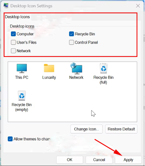 Windows 11 Desktop shortcut Settings