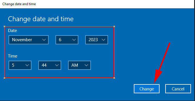 Change Date And Time in windows 10