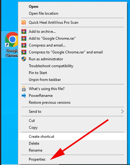 open chrome Browser Properties