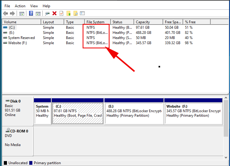 check windows File system in windows 10 