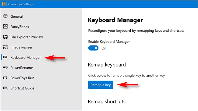 keyboard manager with powertoy software 
