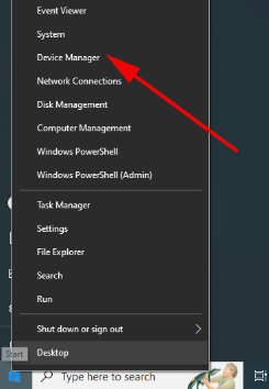 open Device manager with Power User Menu 