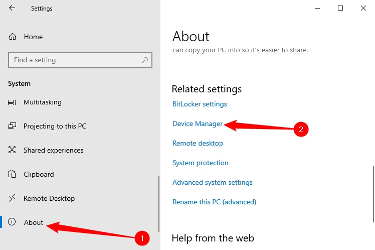 Open Device  Manager with WindowsSetting 