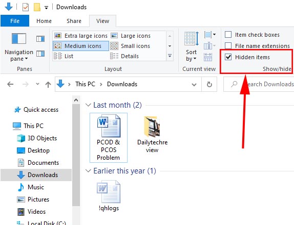 show hidden files and folder 