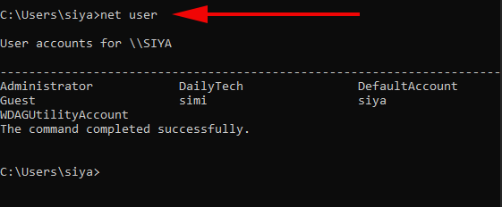 list computer user account 