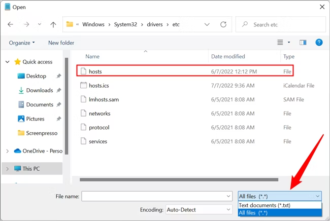 Open hosts file in Windows Computer 