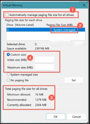 Change Virtual Memory In windows 10 