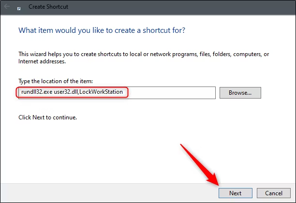 create shortcut for computer lock 