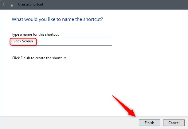 create shortcut for computer lock 